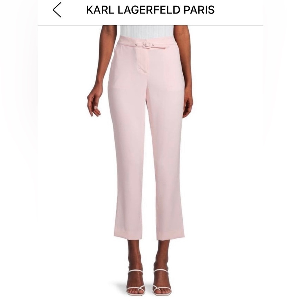Karl Lagerfeld Paris Belted Cropped Pants, pink, size 10 BNWT